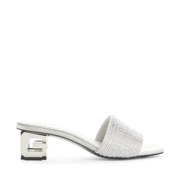 NEW | Givenchy G Cube Silver Embellished‎ Satin Sandal Mule Italian Size 35 - Picture 3 of 15